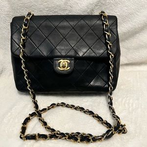 *Sold* CHANEL Quilted 20 Single Flap CC Turn Lock Lambskin Chain Mini Shoulder